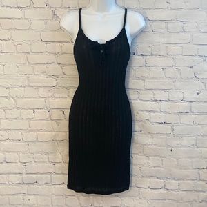 Cotton On Sundress Womens S Black Spaghetti Strap Ribbed Tie Front